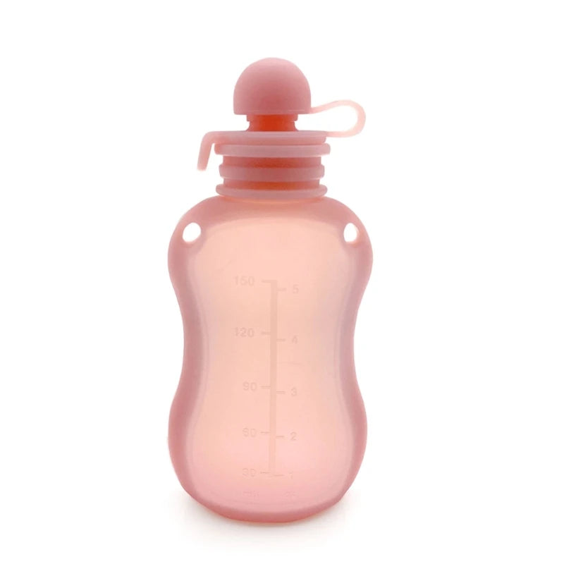 BPA Free Silicone Baby Food Pouch Reusable Refillable Milk Storage Bag Convenient Leak-proof Squeeze Baby Food Pouches Container