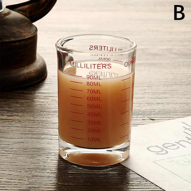 90/120ml Heat-resistant Glass Measuring Cup Milk Jigger Glass Ounce Cup With Handle For Espresso Coffee Brarista Accossories