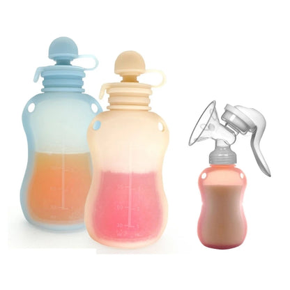 BPA Free Silicone Baby Food Pouch Reusable Refillable Milk Storage Bag Convenient Leak-proof Squeeze Baby Food Pouches Container