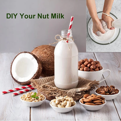 Nut Milk Bags Reusable Organic Cotton Nut Bag for Almond Milk Juice Cold Brew Coffee Tea Yogurt Filter Strainers Mesh Cheese Bag