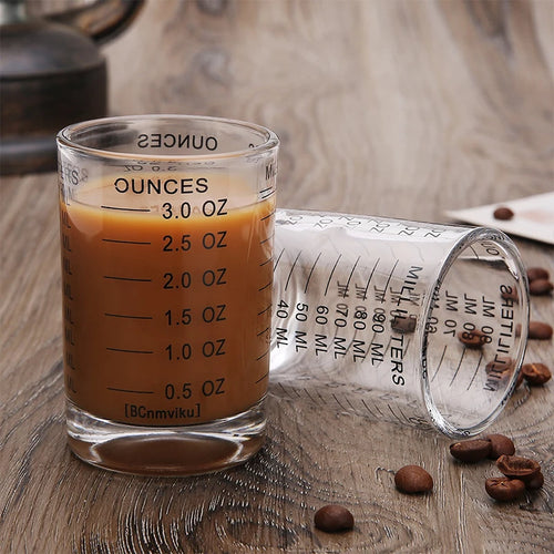 90/120ml Heat-resistant Glass Measuring Cup Milk Jigger Glass Ounce Cup With Handle For Espresso Coffee Brarista Accossories
