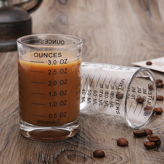 90/120ml Heat-resistant Glass Measuring Cup Milk Jigger Glass Ounce Cup With Handle For Espresso Coffee Brarista Accossories