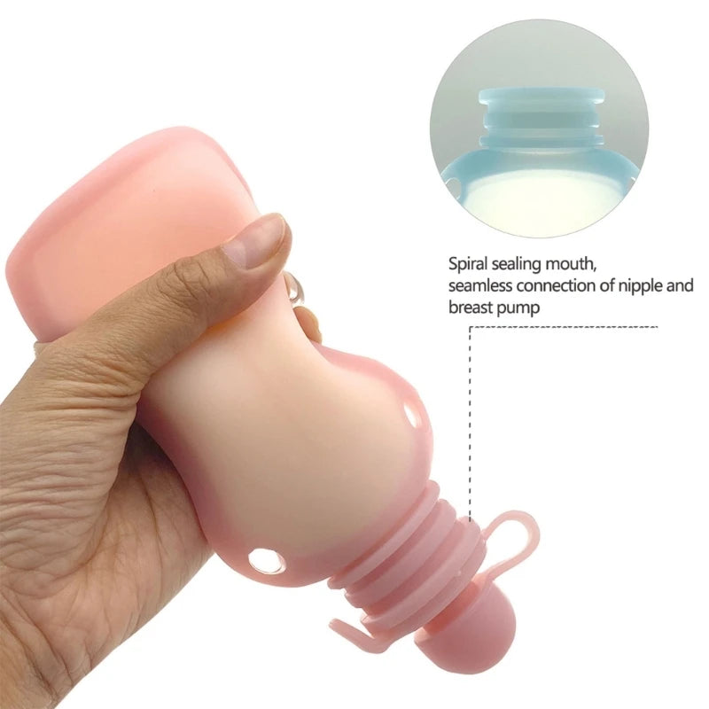 BPA Free Silicone Baby Food Pouch Reusable Refillable Milk Storage Bag Convenient Leak-proof Squeeze Baby Food Pouches Container