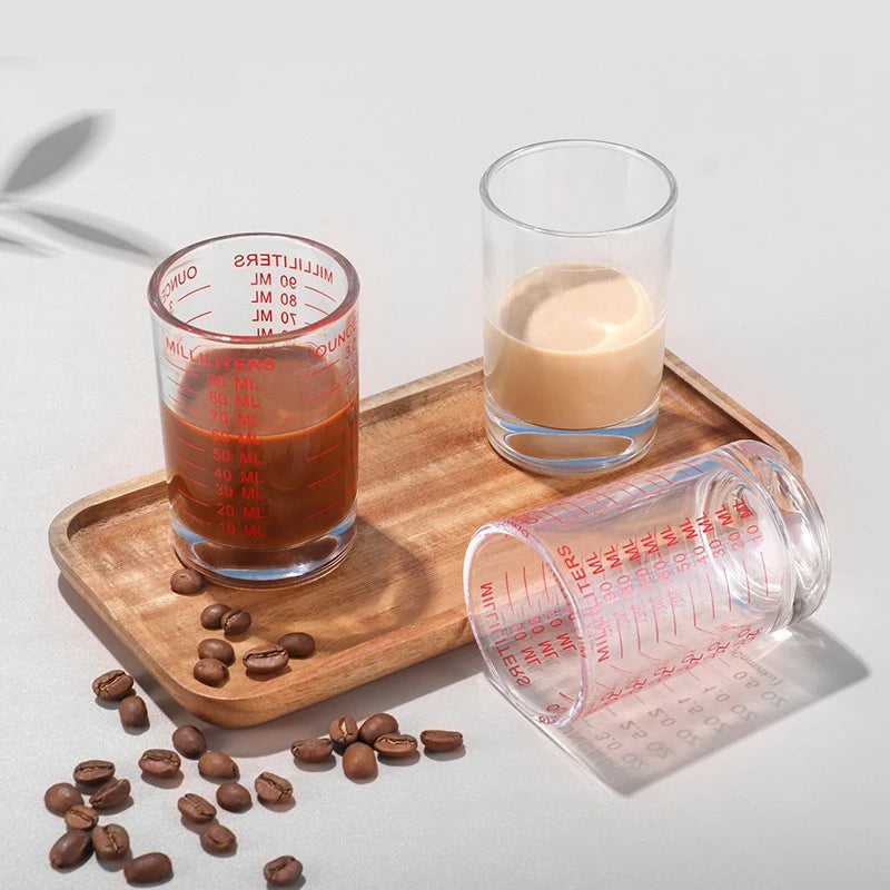 90/120ml Heat-resistant Glass Measuring Cup Milk Jigger Glass Ounce Cup With Handle For Espresso Coffee Brarista Accossories