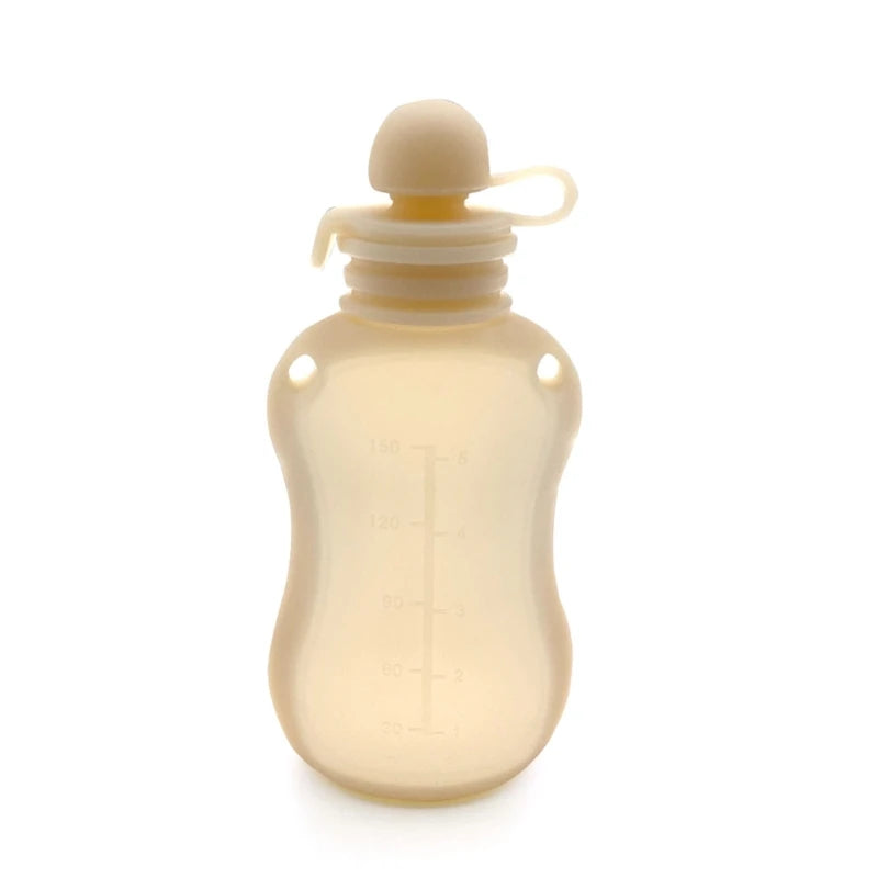 BPA Free Silicone Baby Food Pouch Reusable Refillable Milk Storage Bag Convenient Leak-proof Squeeze Baby Food Pouches Container