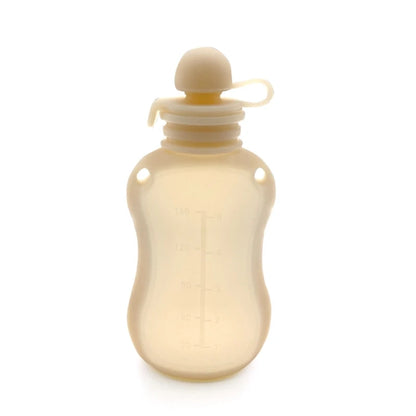 BPA Free Silicone Baby Food Pouch Reusable Refillable Milk Storage Bag Convenient Leak-proof Squeeze Baby Food Pouches Container